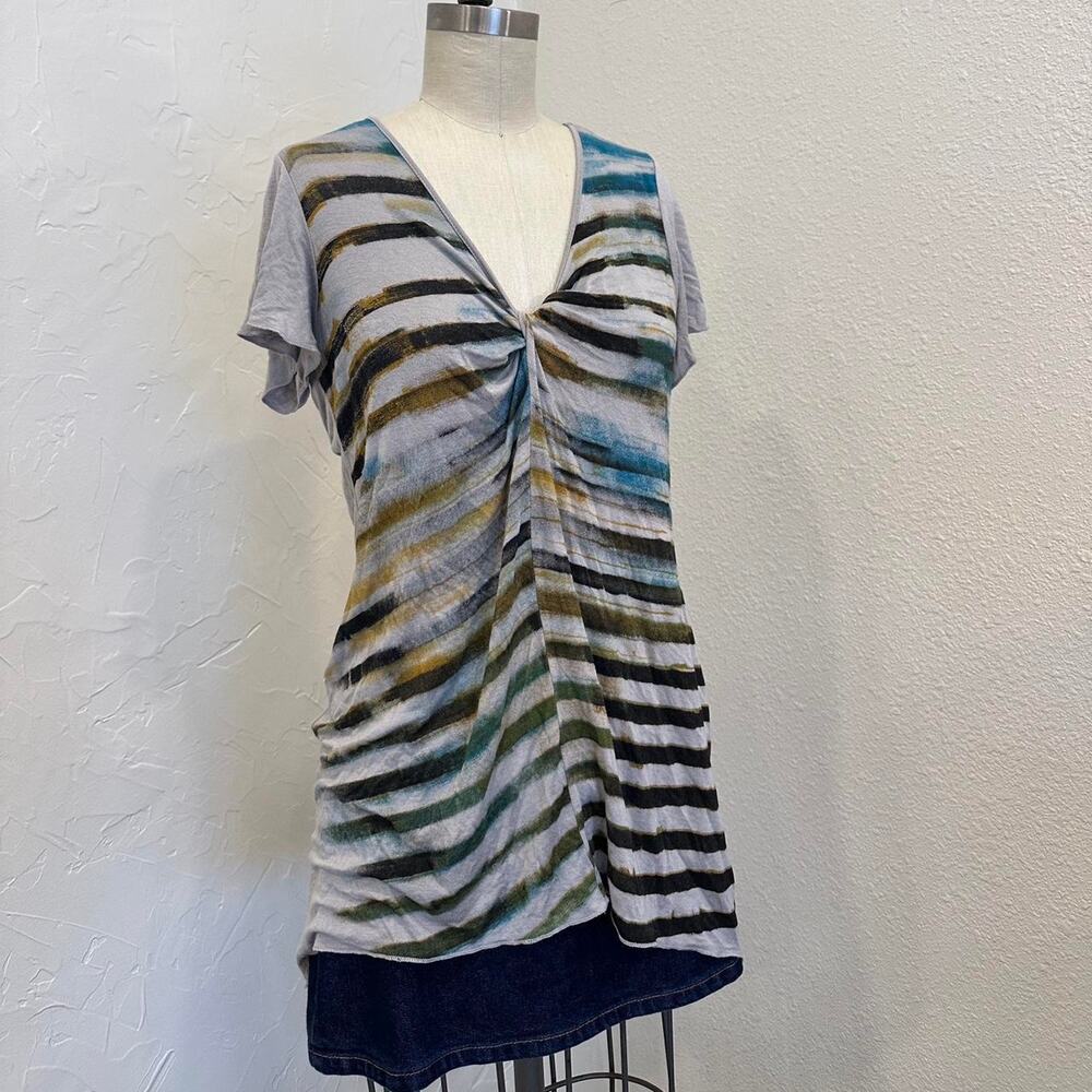 Vanilla Sugar Women’s Large Top Striped Twist Front Tunic Y2K Top